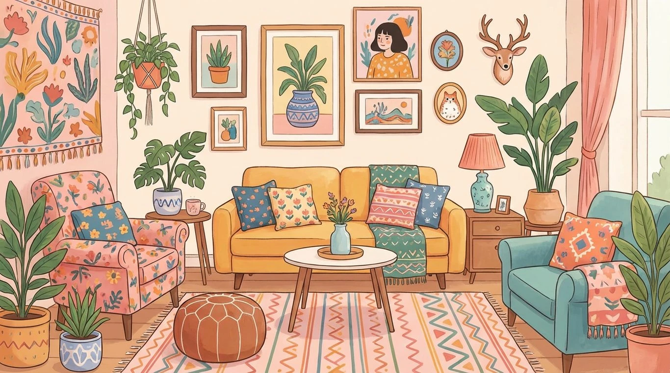 Intérieur salle à manger style années 80 revisité