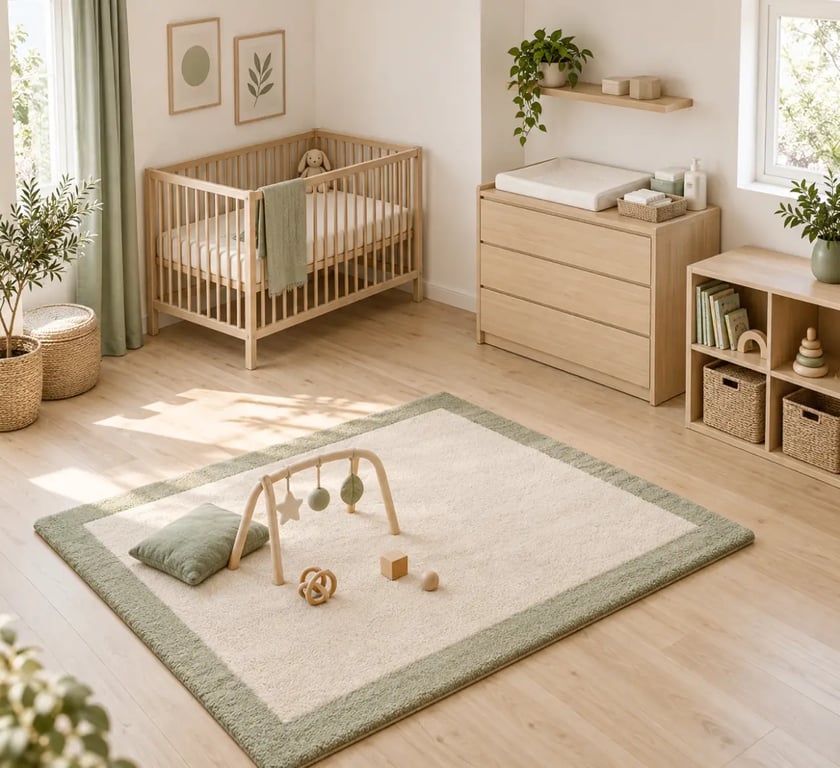 Organisation d’une chambre de bébé mixte et neutre avec zone sommeil, soin, rangement et espace libre